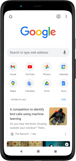 Pixel 4 XL mit Google.com.