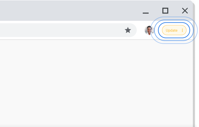 الجانب العلوي الأيسر من نافذة متصفّح Chrome والذي يظهر فيه زر لإجراء التحديث