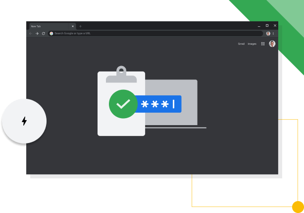 Chrome-Browserfenster im dunklen Modus mit dem Google-Produktivitätssymbol.