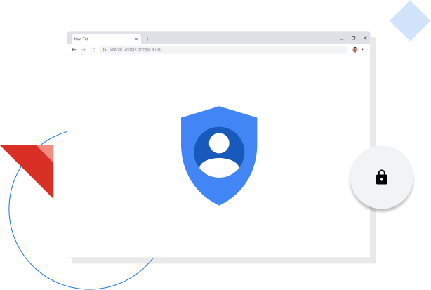 Chrome-Browserfenster mit dem Google-Datenschutzsymbol.