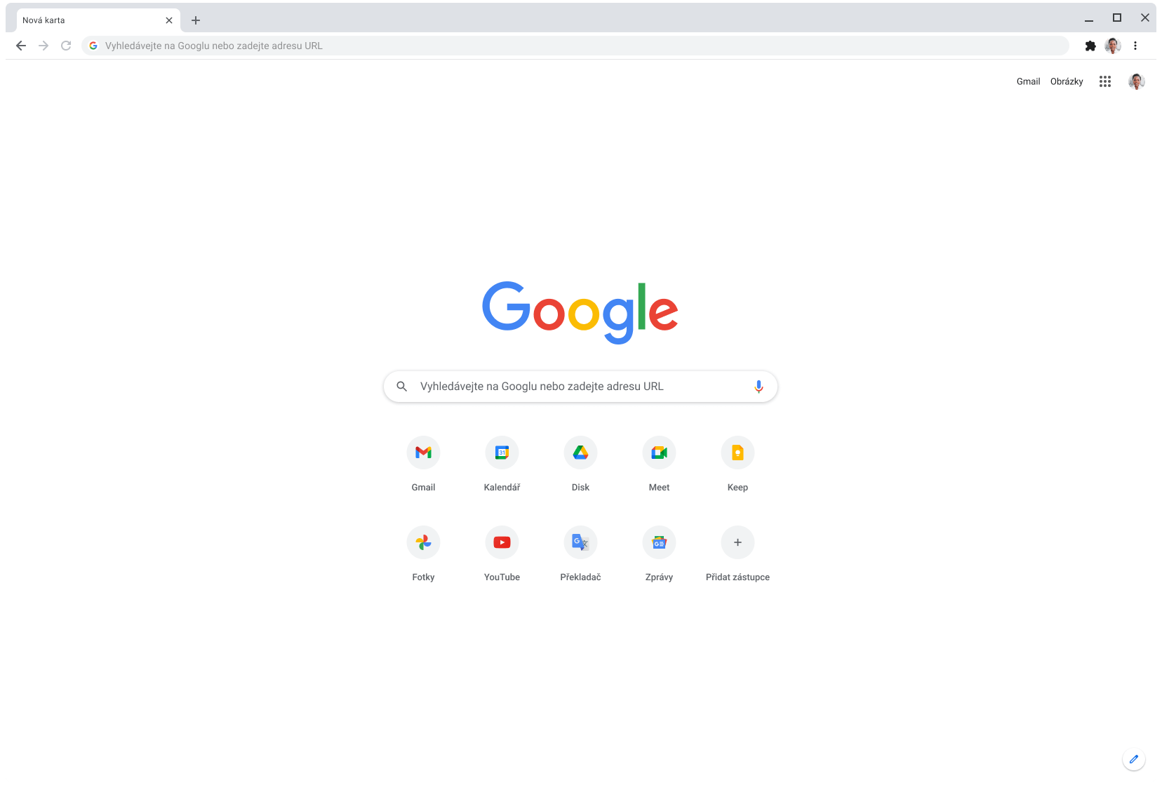 Okno prohlížeče Chrome s webem Google.com.