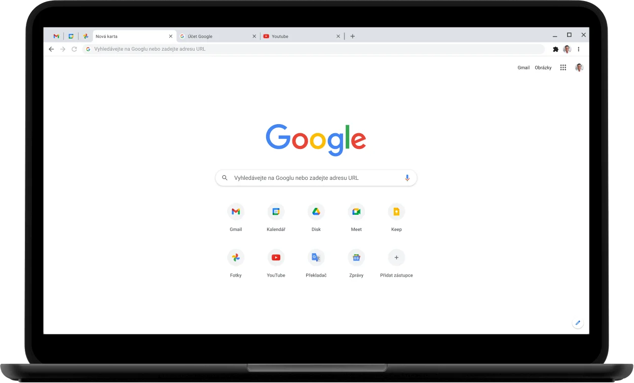 Notebook Pixelbook Go. Zobrazen je web Google.com.