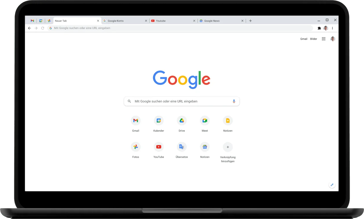 Pixelbook Go-Laptop mit Google.com.