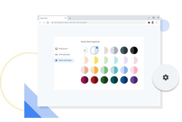 Bild des Fensters zum Anpassen der Farbe und des Designs von Chrome.