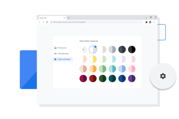 Bild des Fensters zum Anpassen der Farbe und des Designs von Chrome.