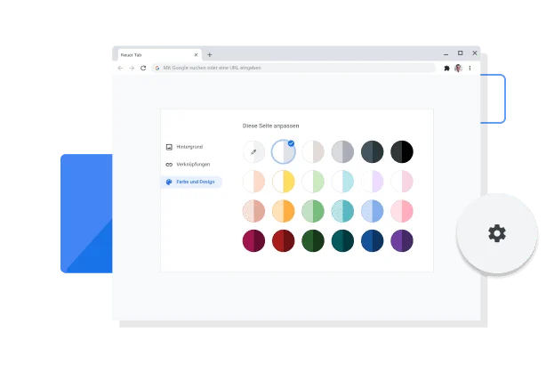 Bild des Fensters zum Anpassen der Farbe und des Designs von Chrome.