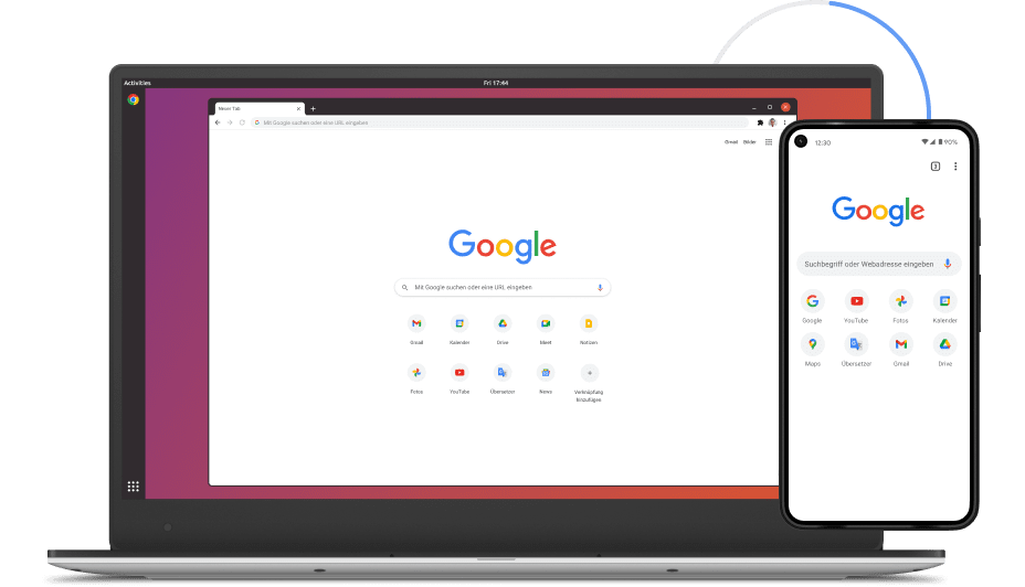 Bild von Google Chrome auf Laptops und Mobilgeräten