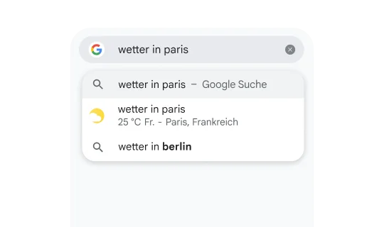Ein Nutzer hat in die Adressleiste von Chrome „Wetter in Paris“ eingegeben und sofort Suchergebnisse erhalten.