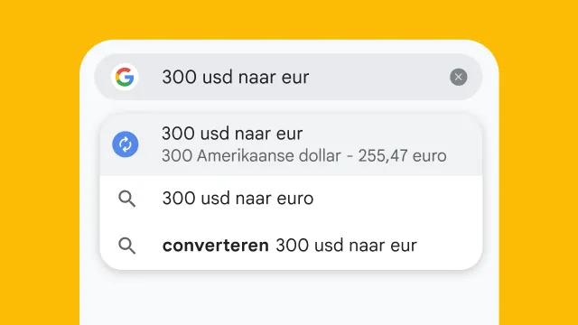 A user typed “300 usd to eur” into Chrome's address bar and it has instantly generated results.