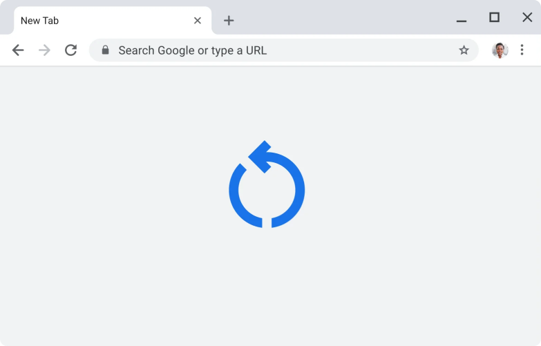 يتم تحديث المتصفّح تلقائيًا. واجهة مستخدم Chrome تعرض رمزًا يشير إلى أنّه يجري تطبيق التحديث